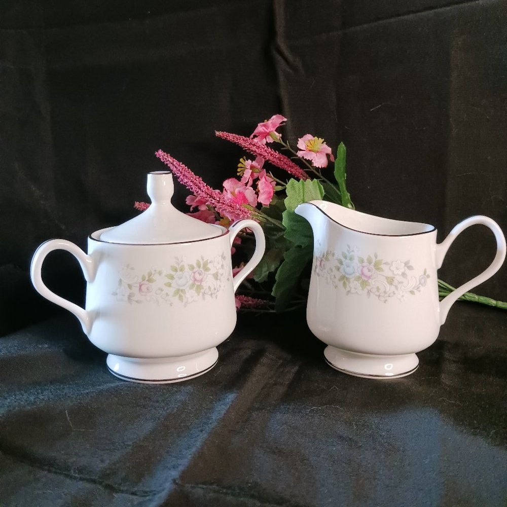 Carlton Creamer and Sugar Bowl - Corsage 481 2 piece set Coffee Tea Breakfast